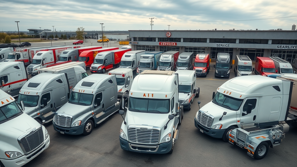 fleet of commercial diesel vehicles in columbia sc ready for repair service