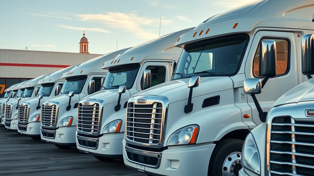well-maintained diesel trucks for diesel engine repair columbia sc lined up for dispatch outside maintenance center, Columbia SC landmark
