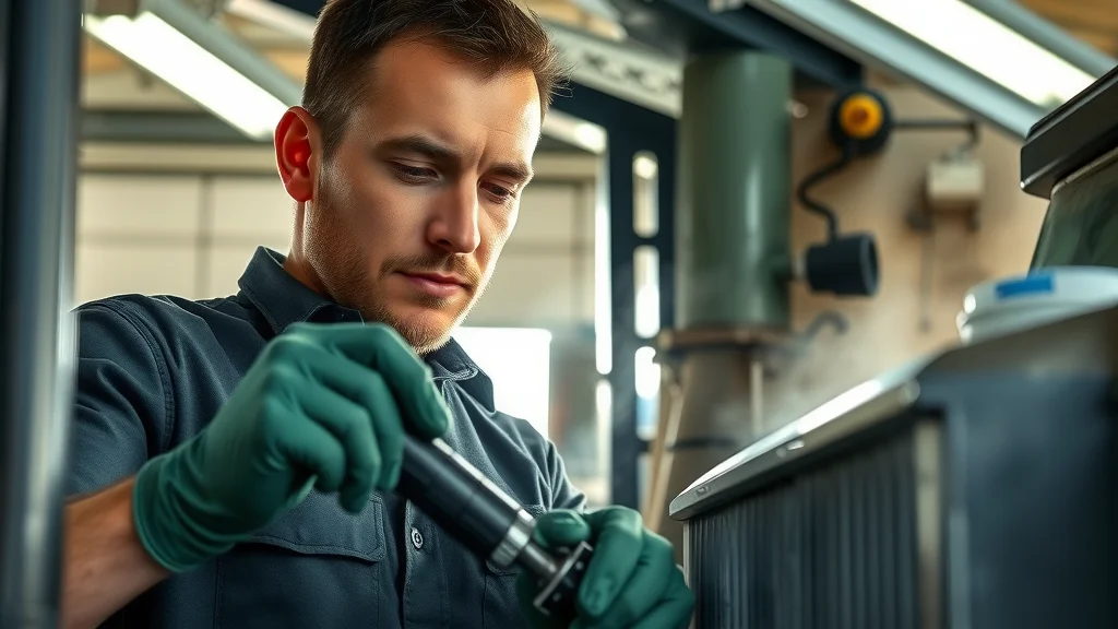 Mechanic inspecting radiator and cooling system for overheating diesel engine issues in Columbia SC climate.