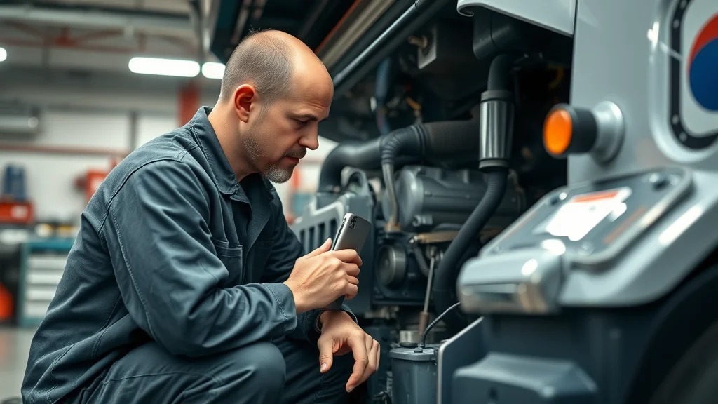 Diesel engine starting problems being diagnosed by a mechanic with high attention to detail in a truck repair shop engine bay