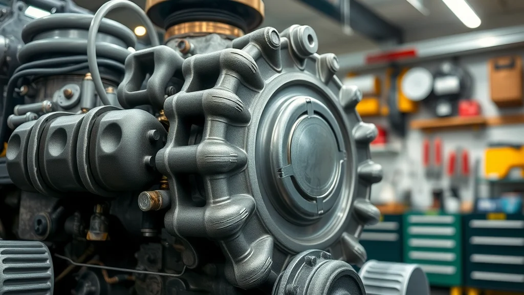Diesel engine maintenance tips - Detailed diesel engine close-up, clean and well-maintained, in a Columbia SC truck garage, metallic textures under cool white lighting.