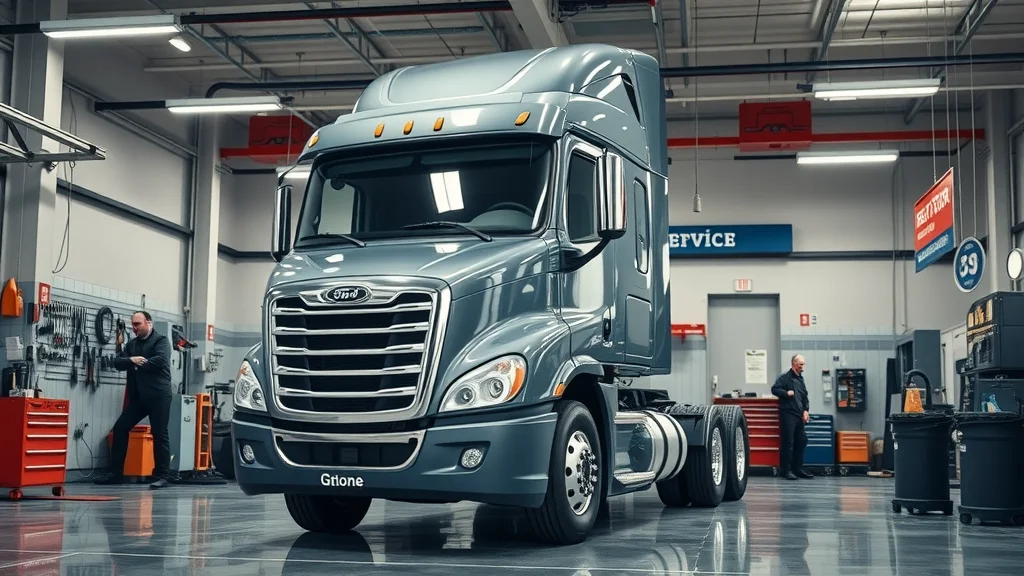 Diesel truck in Columbia SC repair shop with cost board displaying diesel injector service pricing