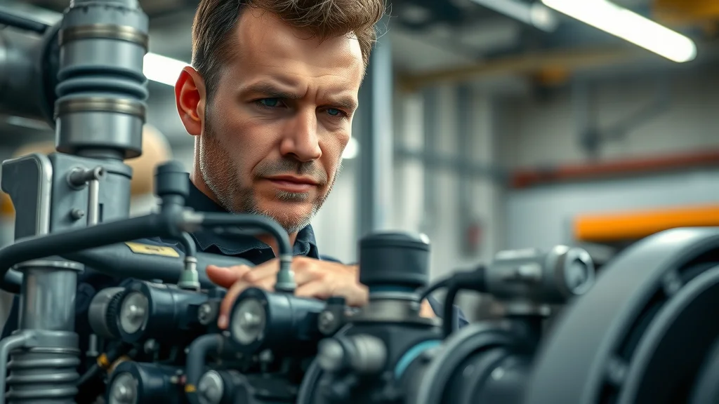 Skilled diesel mechanic inspecting fuel system components on diesel truck engine, representing diesel engine fuel system problems