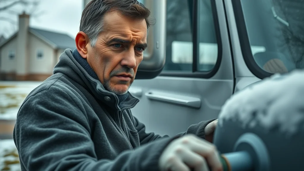 Diesel truck owner checking engine during a hard start on a cold Columbia SC morning.