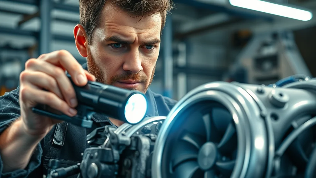 Mechanic inspecting a diesel turbocharger for early failure signs and performance issues.
