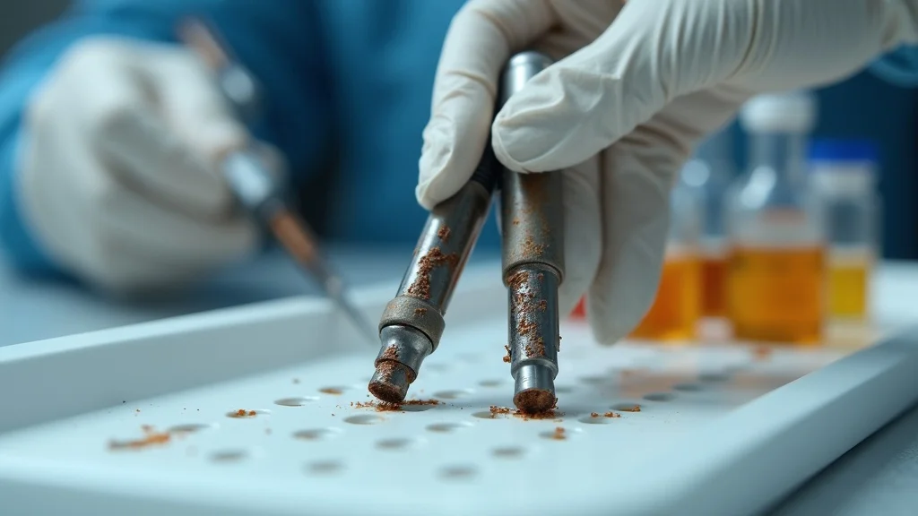 Macro shot of corroded and clean diesel injector tips showing impact of contamination in Columbia SC