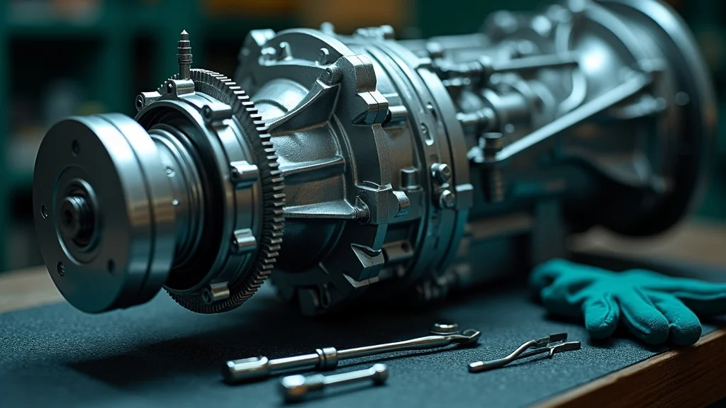 Detailed closeup of a diesel engine transmission system in a Columbia SC workshop