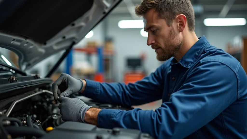 Professional mechanic checking cooling system and radiator of a diesel truck for summer performance