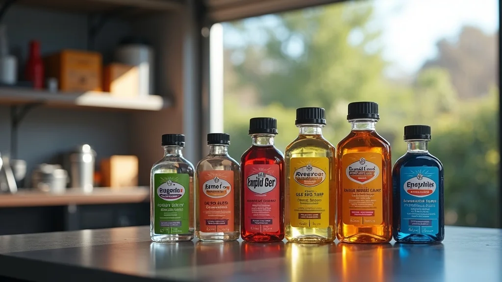 Display of summer diesel fuel additives and treatments, highlighting products for enhanced engine fuel efficiency.