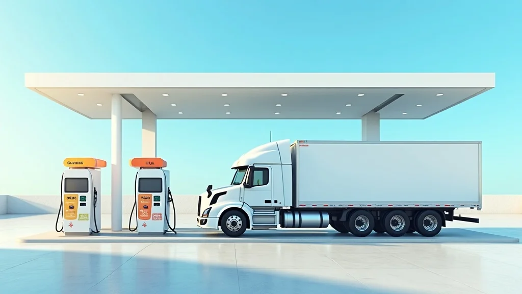 diesel truck next to fuel station showing summer and winter fuel blend labels for diesel engine performance in summer